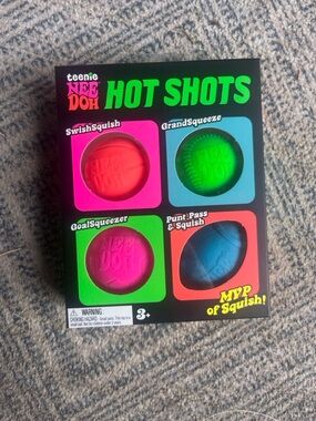 NeeDoh Teenie Hot Shots Ball Set - (basketball, baseball, soccer, football)